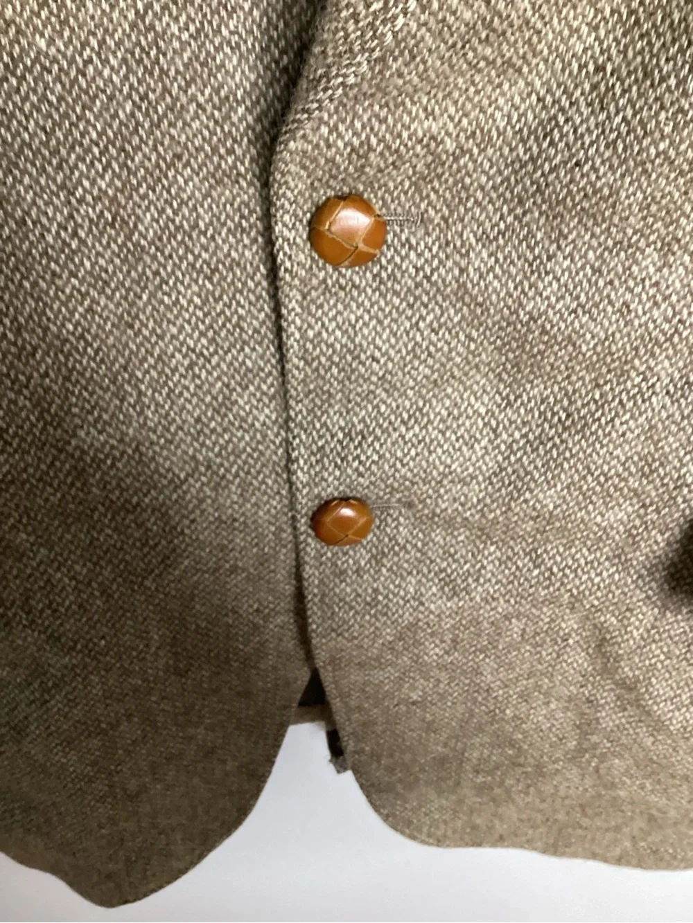 Vintage Taupe Herringbone Sport Coat with Notch Lapel 40R